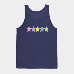 Five Multi Color Stars White Line Minimal Graphic Art Tank Top